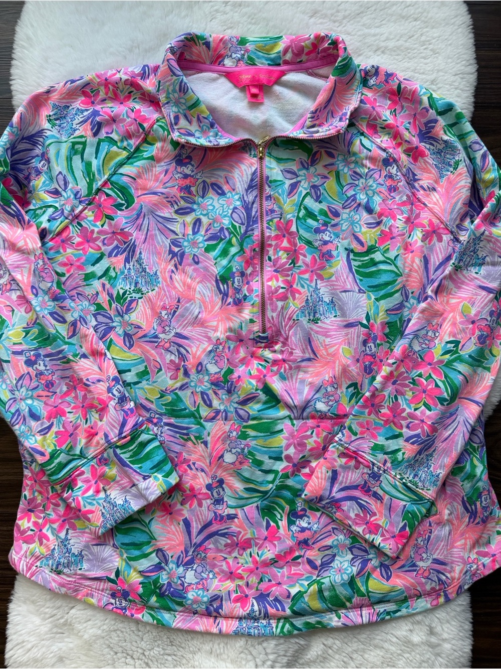 Disney Parks x Lily Pulitzer Quarter Zip Minnie Daisy Dreamin Print size XL